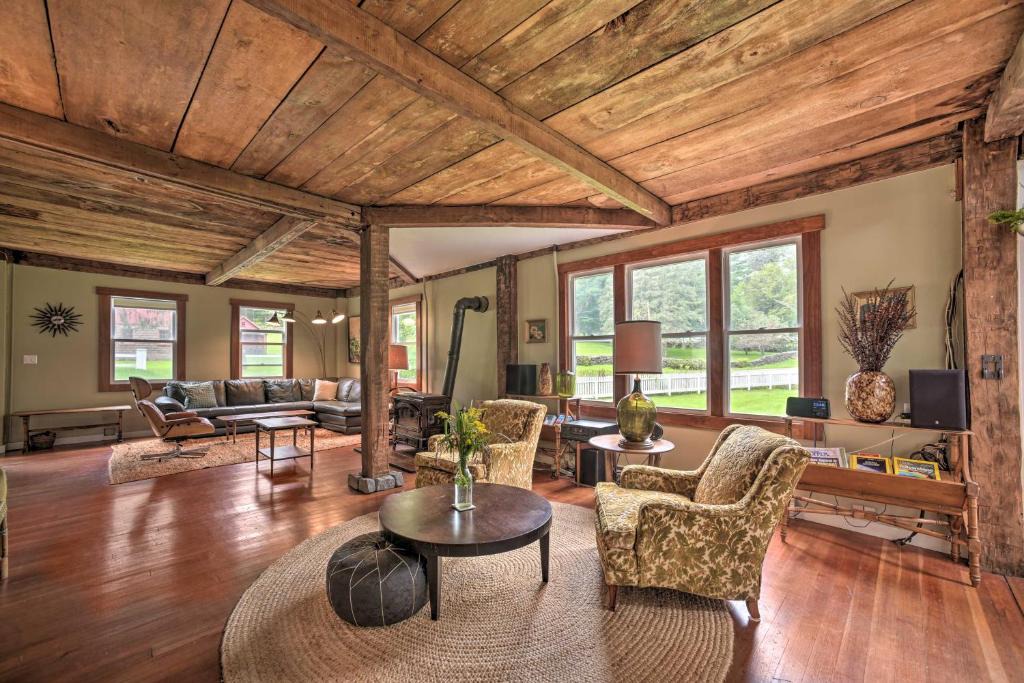 Meredith House | Game Room & Fire Pit: Peaceful Catskills Farmhouse