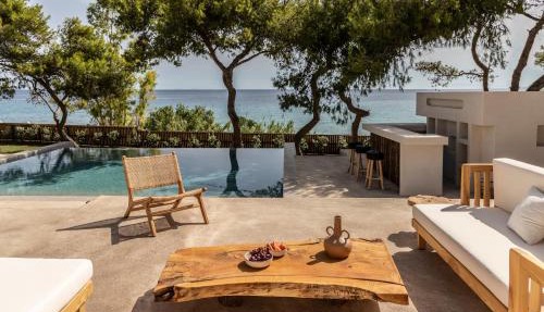Bozonos Villa - Beachfront Simplicity with Heated Pool in Amoudi