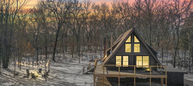 Cozy Secluded A-Frame Cabin with Hot Tub & Fire Pit Near Dells & Mauston in Mauston