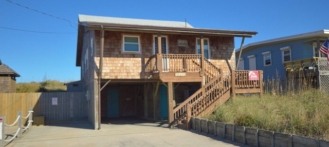 Enjoy ocean views from the oversized deck in Kill Devil Hills