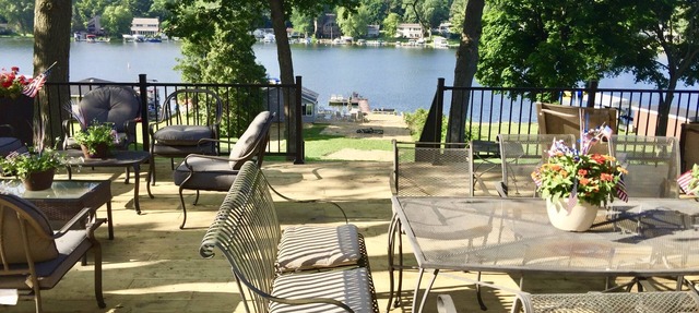 EXCLUSIVE LAKEFRONT with beach, beach house, piers, trampoline + sister villa in Genoa City