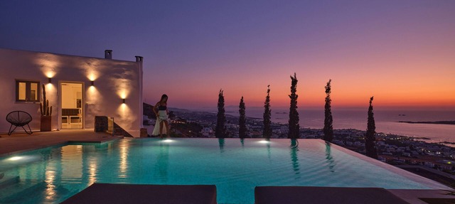 Infinity sea view hillside villa with private pool in Paros