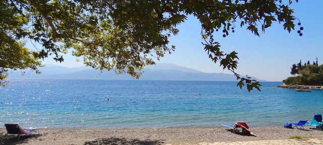 Private beachfront villa in traditional village setting in Skaloma